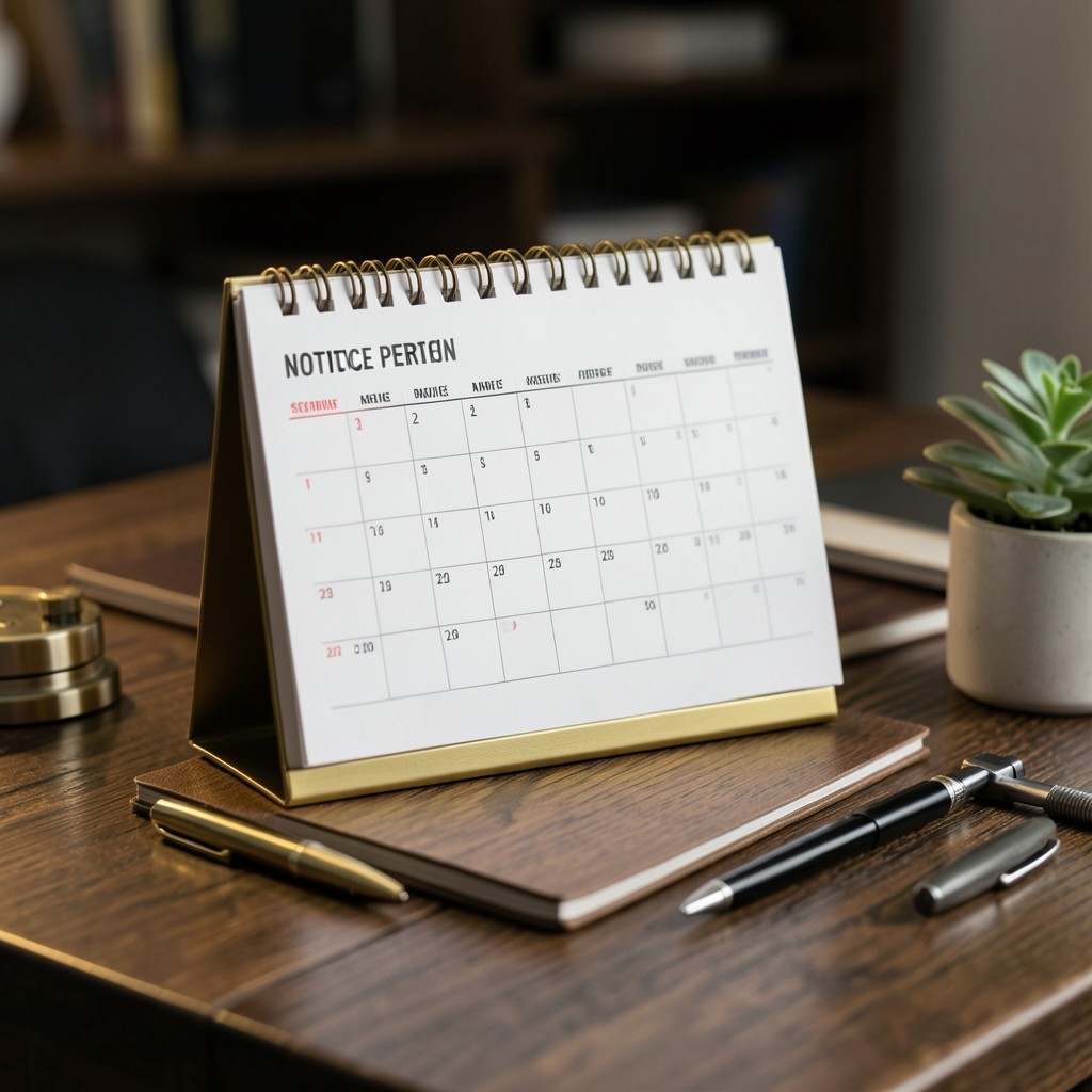Calendrier professionnel marquant les délais de prévenance légaux